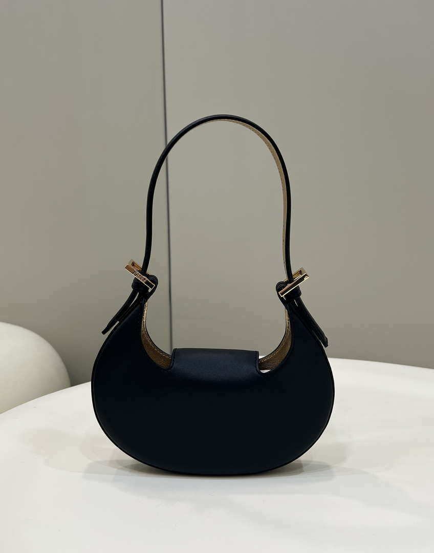Fendi 8BS065 Fendi Cookie Black leather mini Croissant bag 8556 - Default Title - View 2