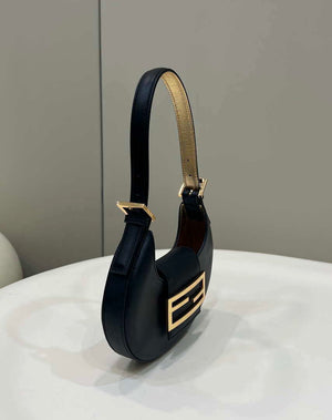 Fendi 8BS065 Fendi Cookie Black leather mini Croissant bag 8556 - Default Title - View 3