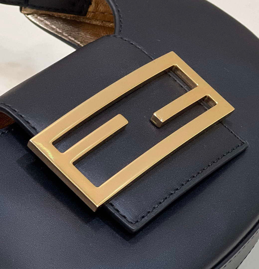 Fendi 8BS065 Fendi Cookie Black leather mini Croissant bag 8556