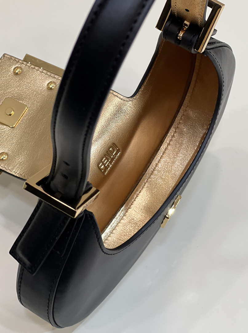 Fendi 8BS065 Fendi Cookie Black leather mini Croissant bag 8556 - Default Title - View 8