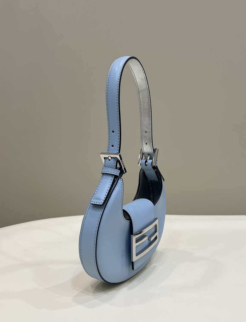 Fendi 8BS065 Fendi Cookie Blue leather mini Croissant bag 8556
