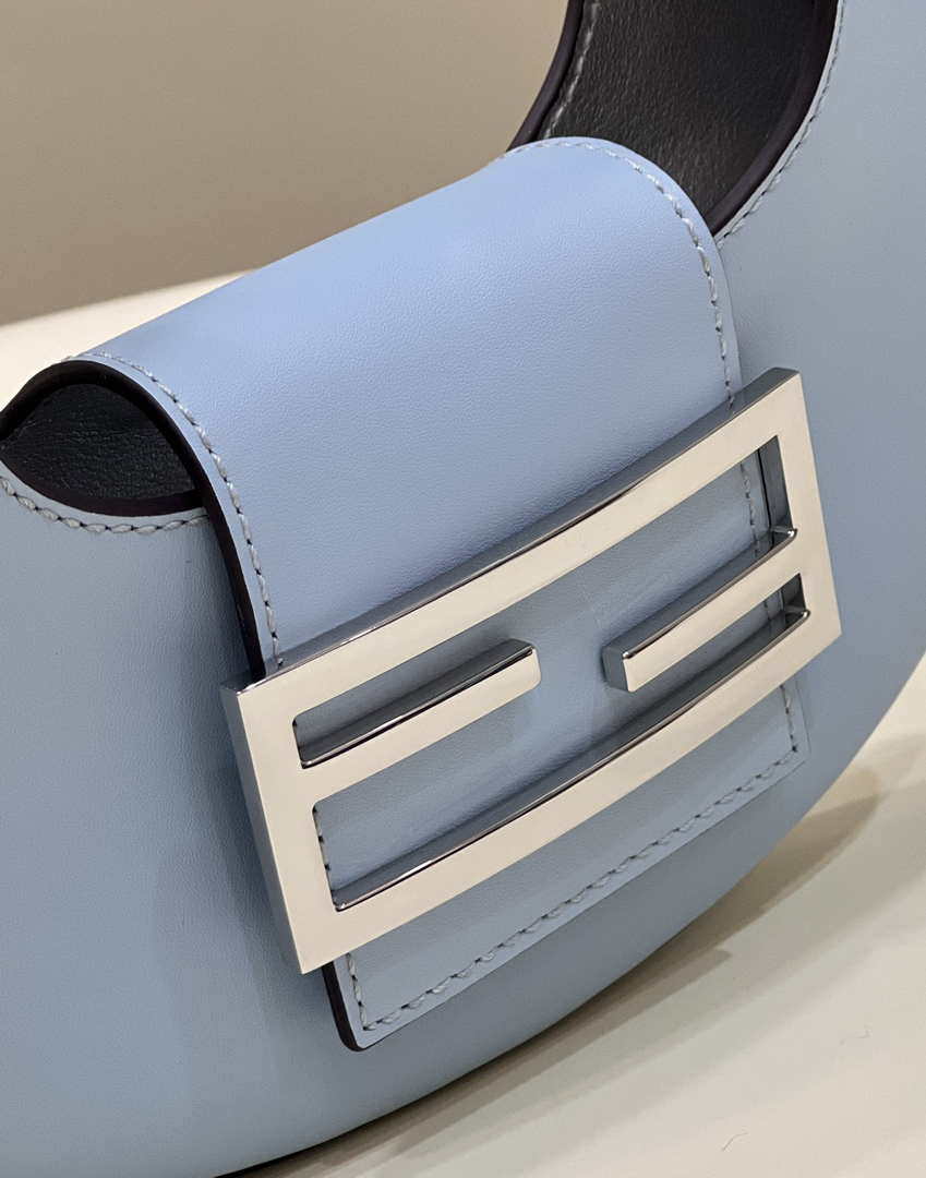 Fendi 8BS065 Fendi Cookie Blue leather mini Croissant bag 8556