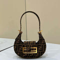 Fendi 8BS065 Fendi Cookie Brown FF fabric mini Croissant bag 8556 - Default Title - View 1