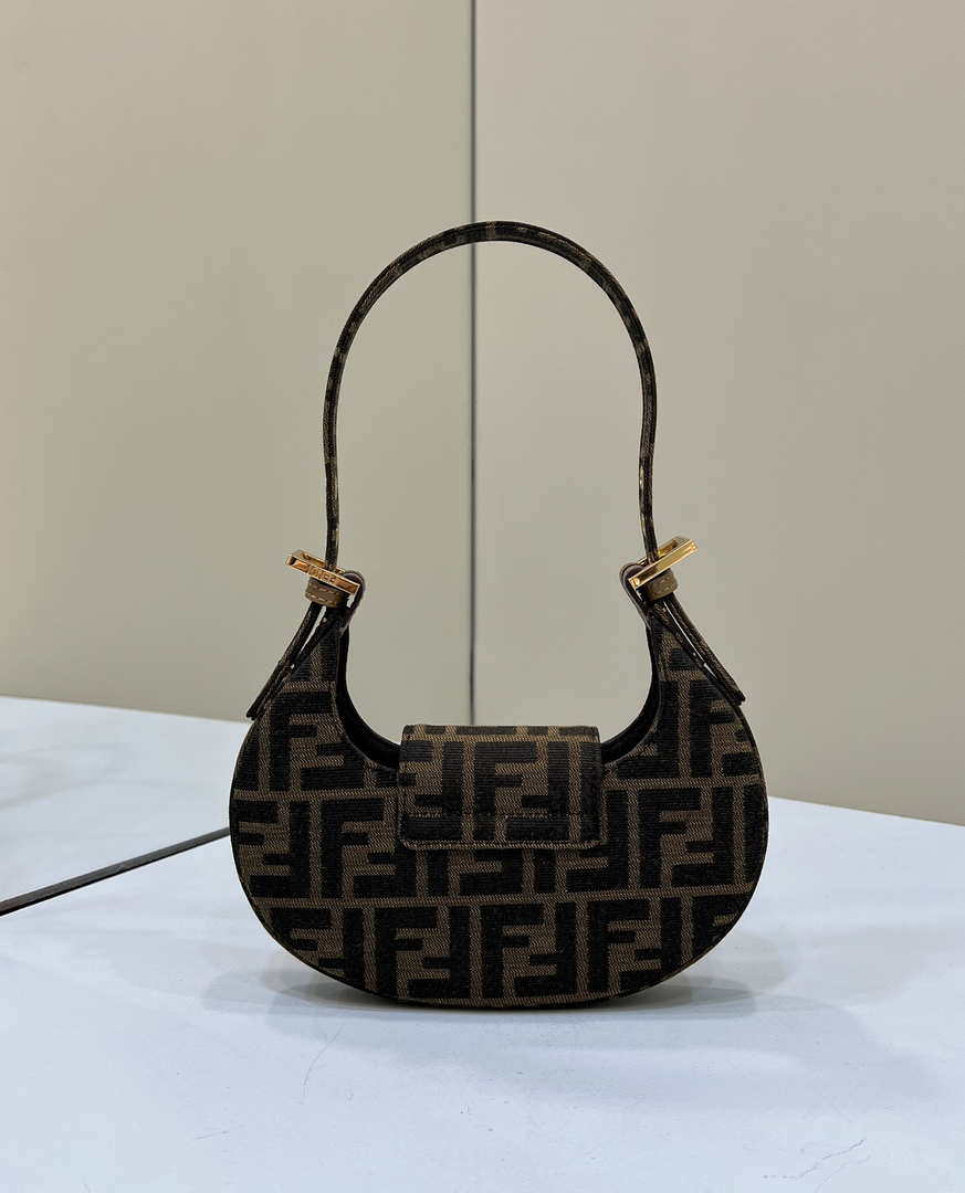 Fendi 8BS065 Fendi Cookie Brown FF fabric mini Croissant bag 8556