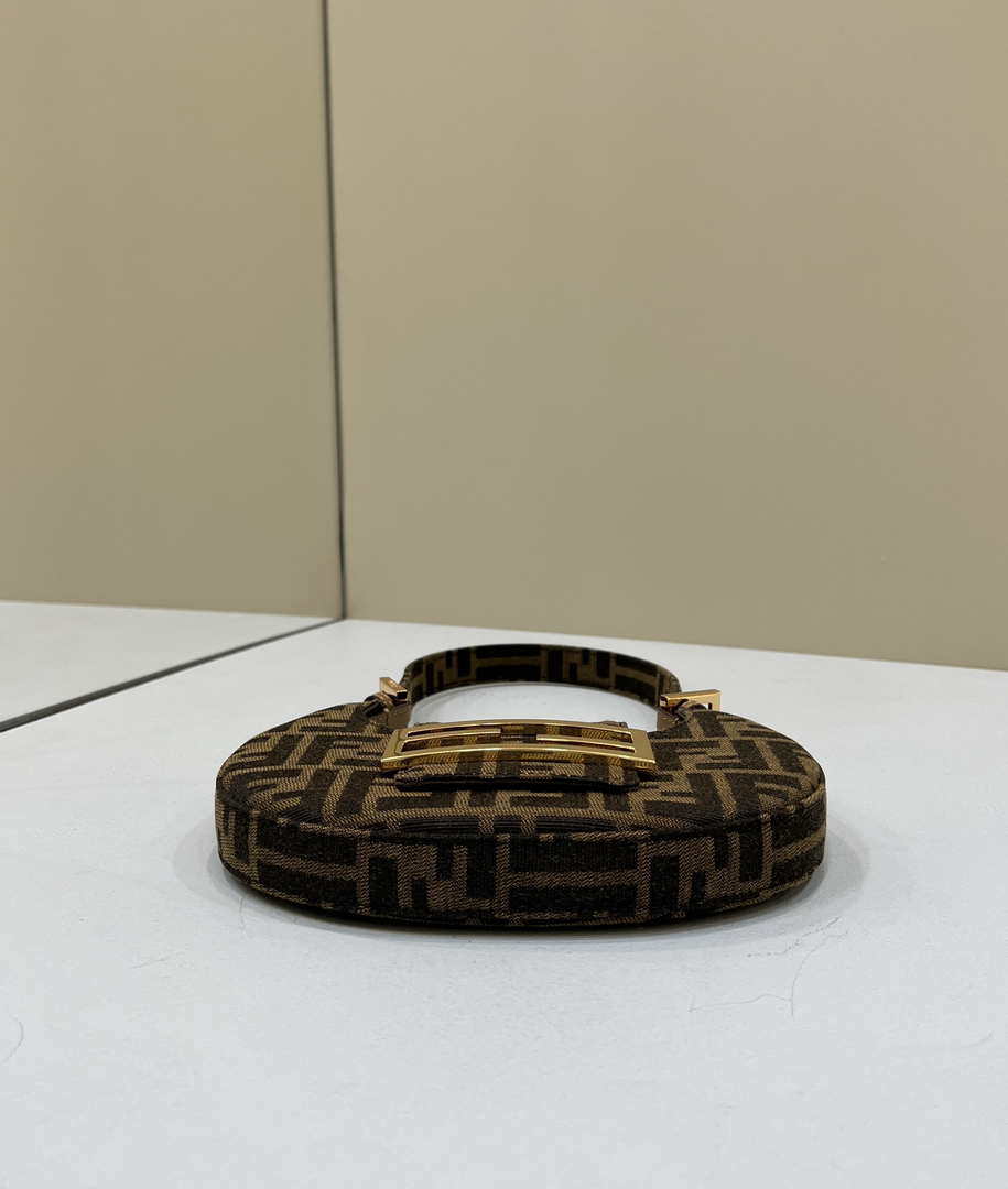 Fendi 8BS065 Fendi Cookie Brown FF fabric mini Croissant bag 8556