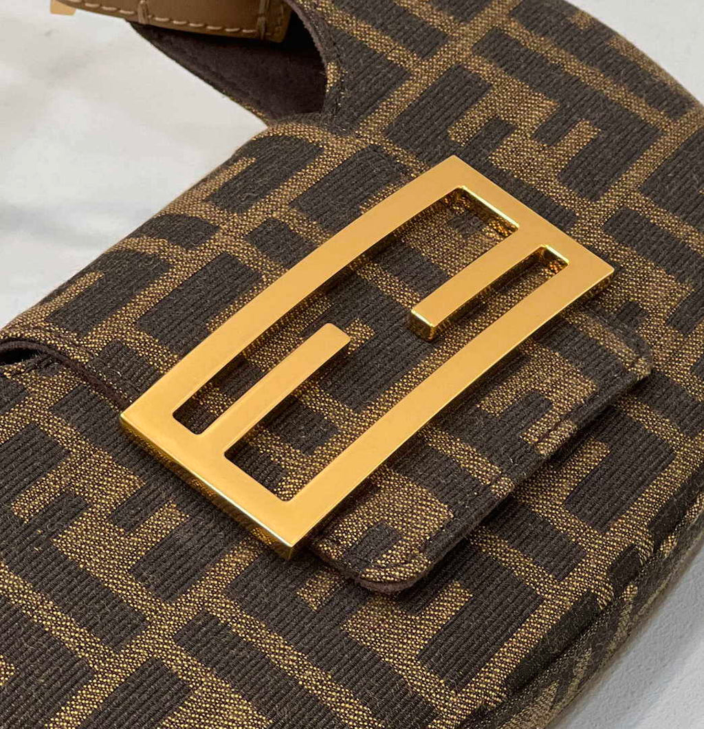 Fendi 8BS065 Fendi Cookie Brown FF fabric mini Croissant bag 8556