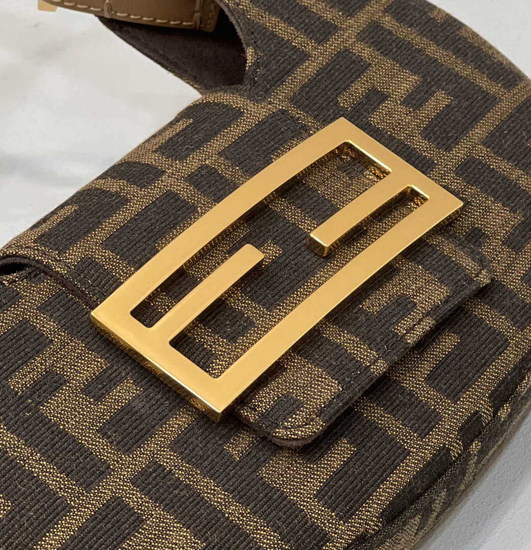 Fendi 8BS065 Fendi Cookie Brown FF fabric mini Croissant bag 8556