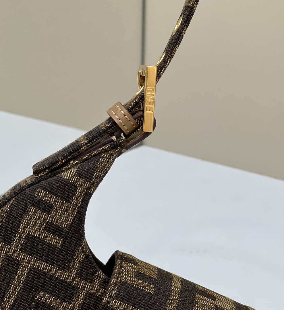 Fendi 8BS065 Fendi Cookie Brown FF fabric mini Croissant bag 8556 - Default Title - View 5
