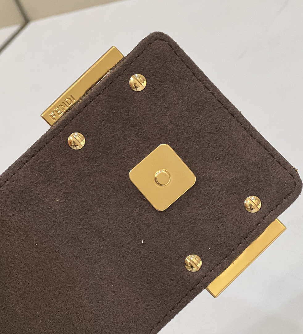 Fendi 8BS065 Fendi Cookie Brown FF fabric mini Croissant bag 8556