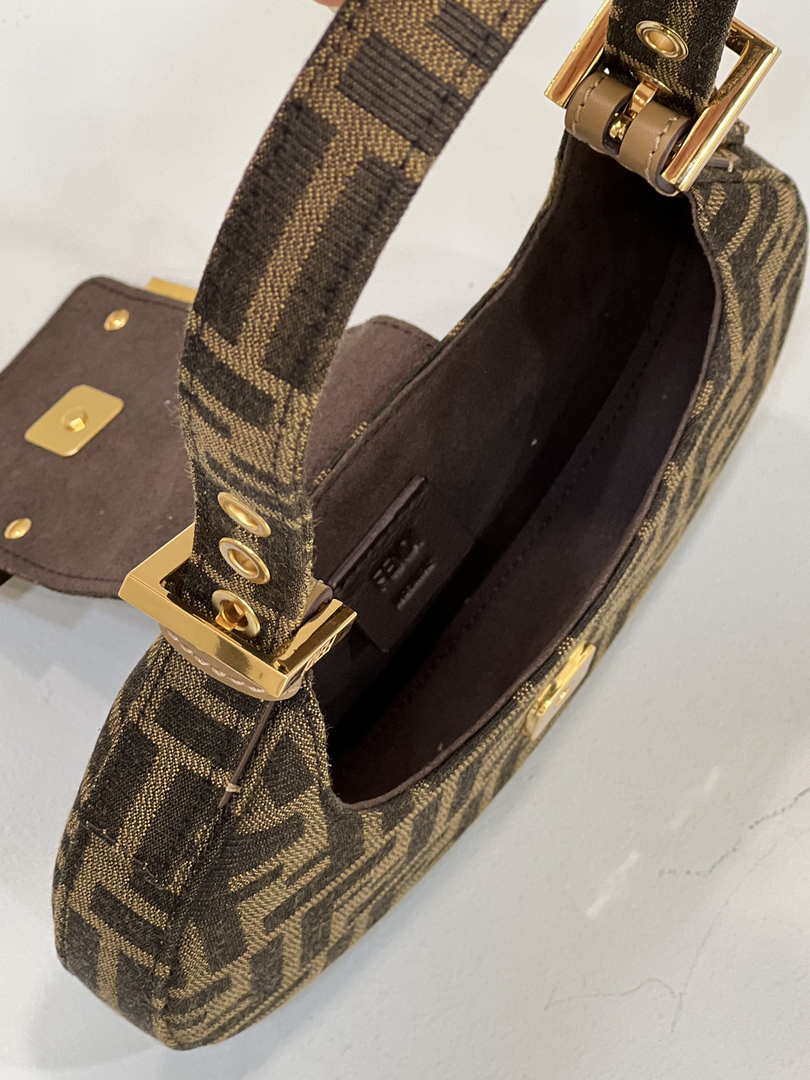 Fendi 8BS065 Fendi Cookie Brown FF fabric mini Croissant bag 8556