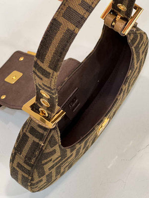 Fendi 8BS065 Fendi Cookie Brown FF fabric mini Croissant bag 8556 - Default Title - View 9