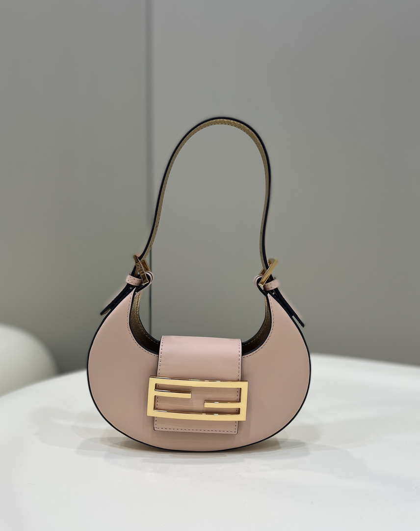Fendi 8BS065 Fendi Cookie Pink leather mini Croissant bag 8556 - Default Title - View 1