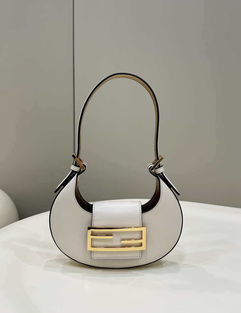 Fendi 8BS065 Fendi Cookie White leather mini Croissant bag 8556 - Default Title - View 1