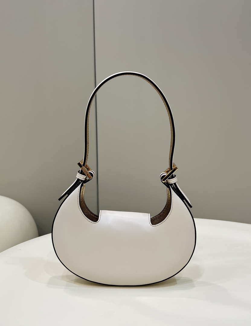 Fendi 8BS065 Fendi Cookie White leather mini Croissant bag 8556