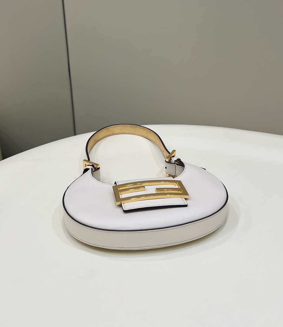 Fendi 8BS065 Fendi Cookie White leather mini Croissant bag 8556