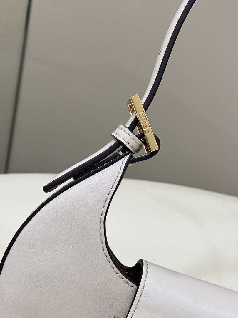 Fendi 8BS065 Fendi Cookie White leather mini Croissant bag 8556