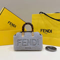 Fendi 8BS067 By The Way Mini Light grey sheepskin small Boston bag - Default Title - View 1