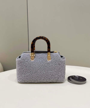 Fendi 8BS067 By The Way Mini Light grey sheepskin small Boston bag - Default Title - View 3