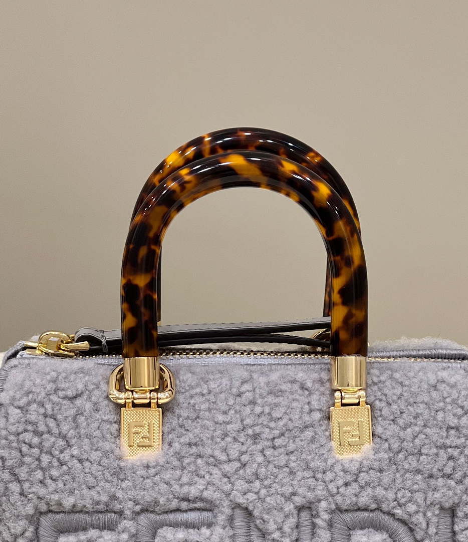 Fendi 8BS067 By The Way Mini Light grey sheepskin small Boston bag