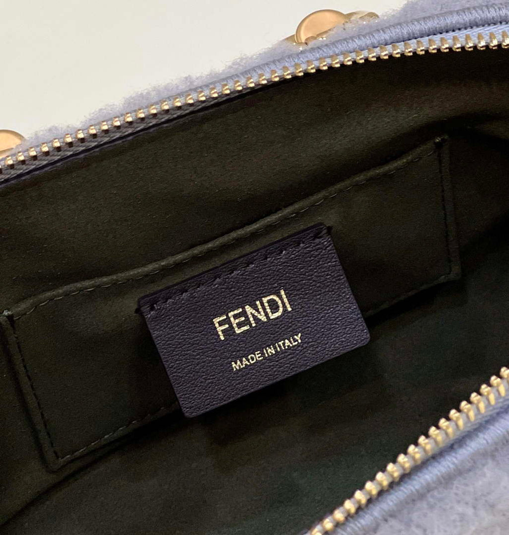 Fendi 8BS067 By The Way Mini Light grey sheepskin small Boston bag