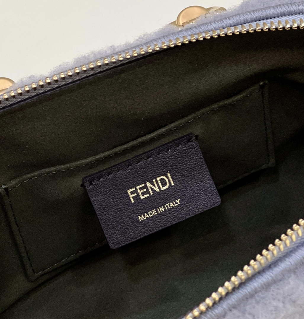 Fendi 8BS067 By The Way Mini Light grey sheepskin small Boston bag - Default Title - View 6