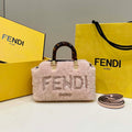 Fendi 8BS067 By The Way Mini Light Pink sheepskin small Boston bag - Default Title - View 1