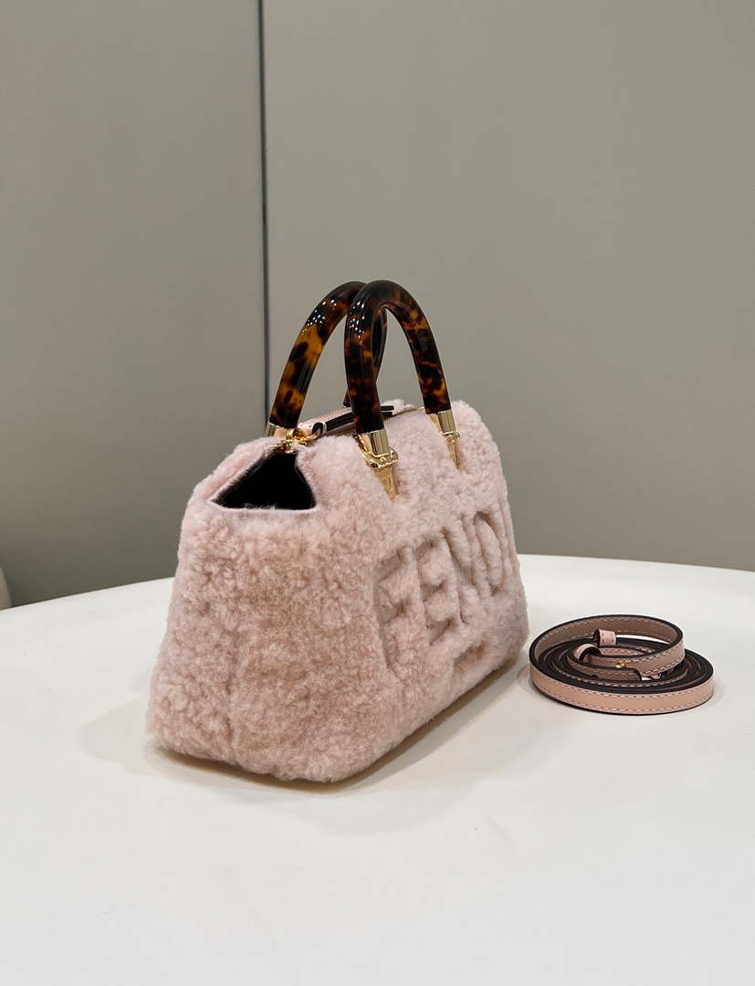Fendi 8BS067 By The Way Mini Light Pink sheepskin small Boston bag - Default Title - View 2