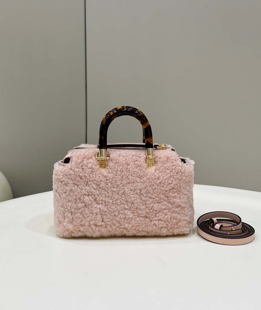 Fendi 8BS067 By The Way Mini Light Pink sheepskin small Boston bag