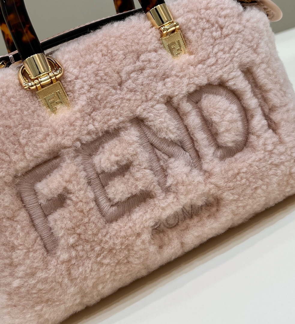 Fendi 8BS067 By The Way Mini Light Pink sheepskin small Boston bag - Default Title - View 4