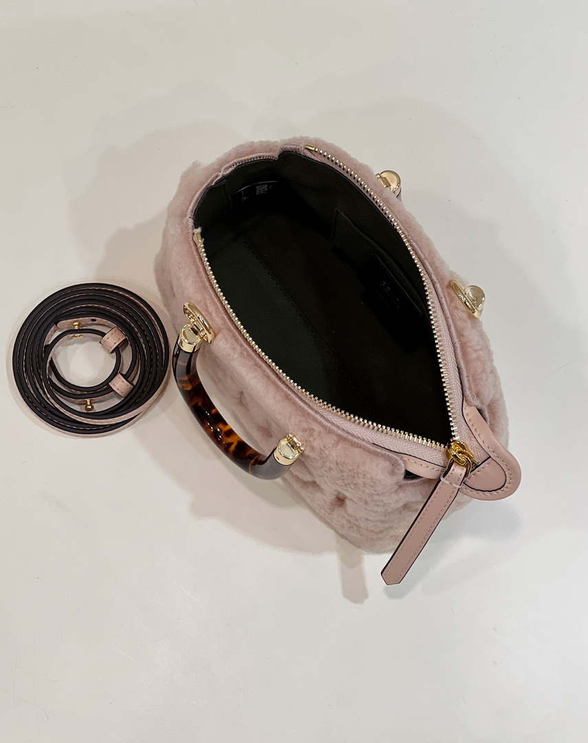 Fendi 8BS067 By The Way Mini Light Pink sheepskin small Boston bag