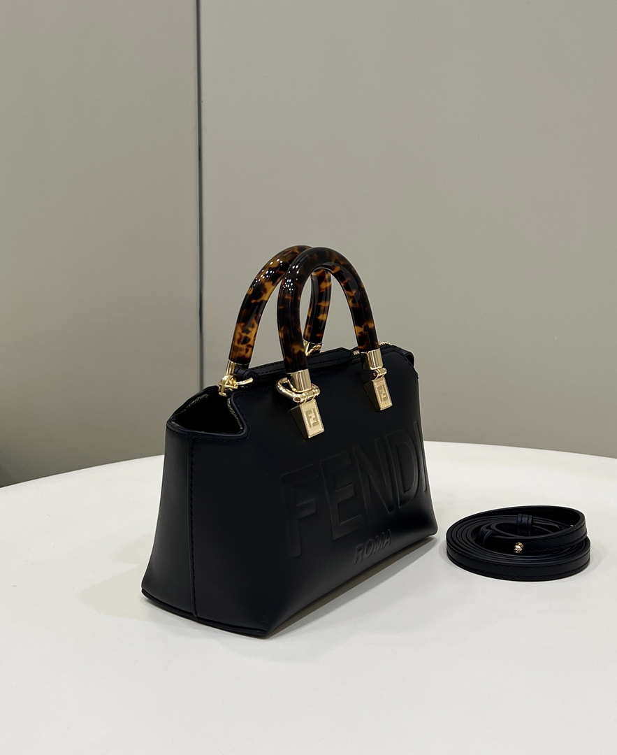 Fendi 8BS067 By The Way Mini Small Boston bag in mint Black leather - Default Title - View 3