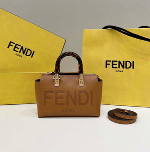 Fendi 8BS067 By The Way Mini Small Boston bag in mint Brown leather - Default Title - View 1