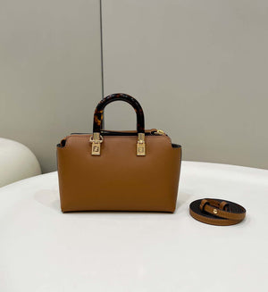 Fendi 8BS067 By The Way Mini Small Boston bag in mint Brown leather - Default Title - View 2