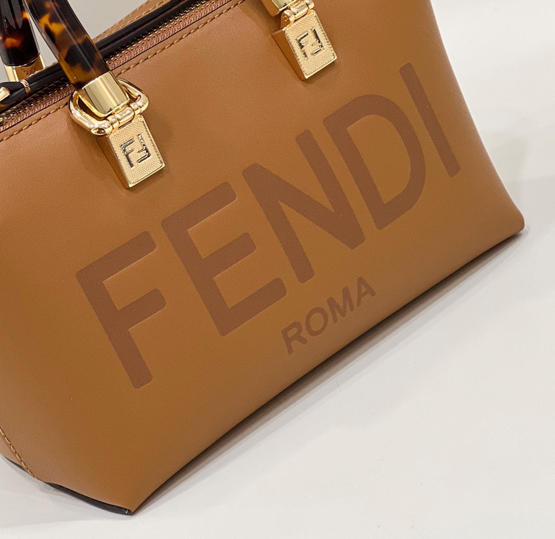 Fendi 8BS067 By The Way Mini Small Boston bag in mint Brown leather - Default Title - View 5