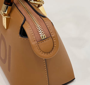 Fendi 8BS067 By The Way Mini Small Boston bag in mint Brown leather - Default Title - View 6