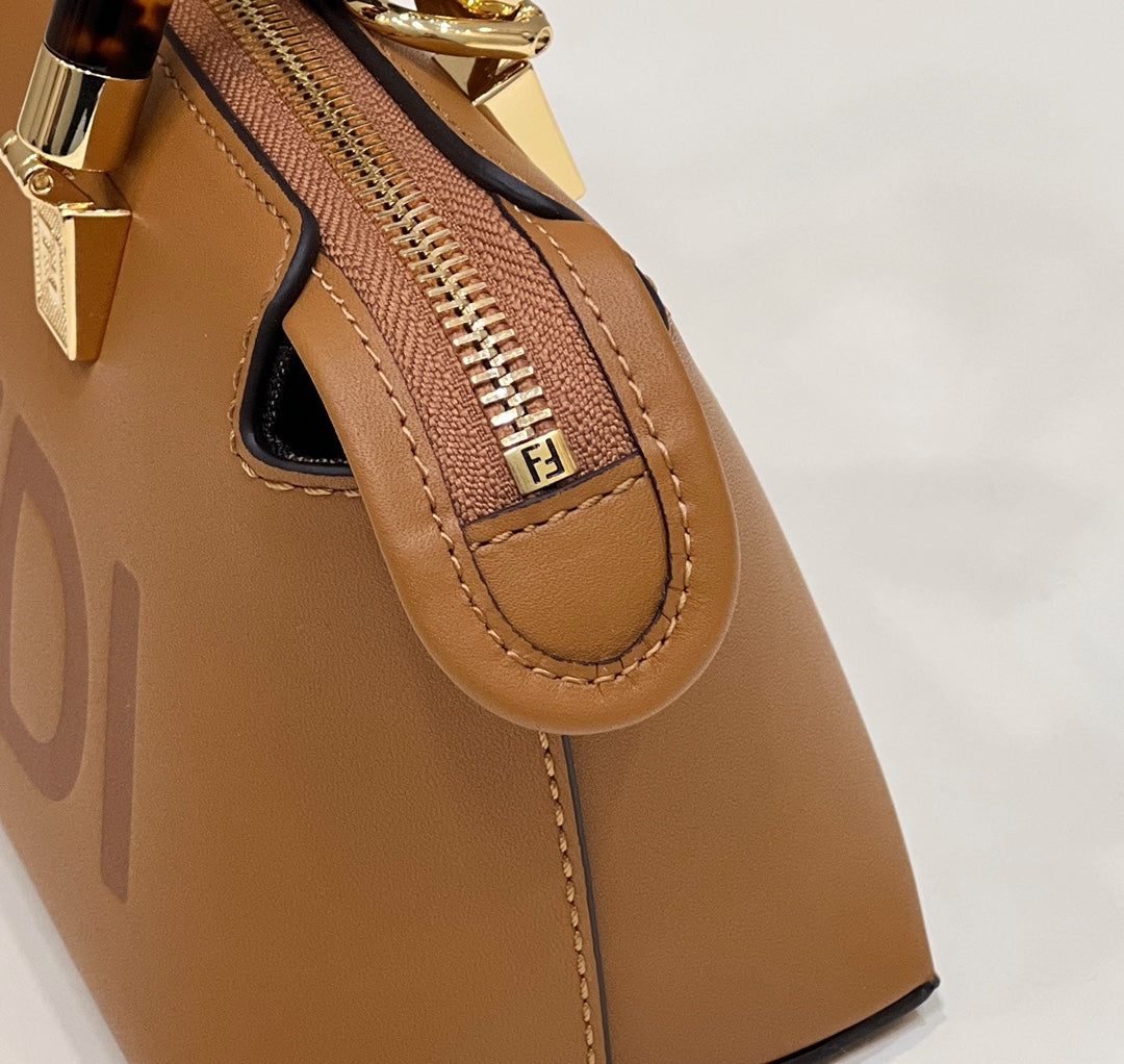 Fendi 8BS067 By The Way Mini Small Boston bag in mint Brown leather