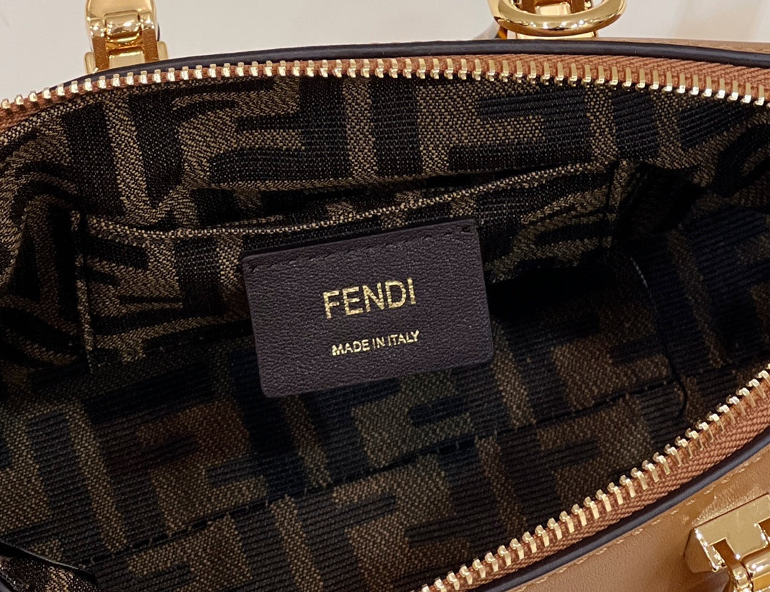 Fendi 8BS067 By The Way Mini Small Boston bag in mint Brown leather
