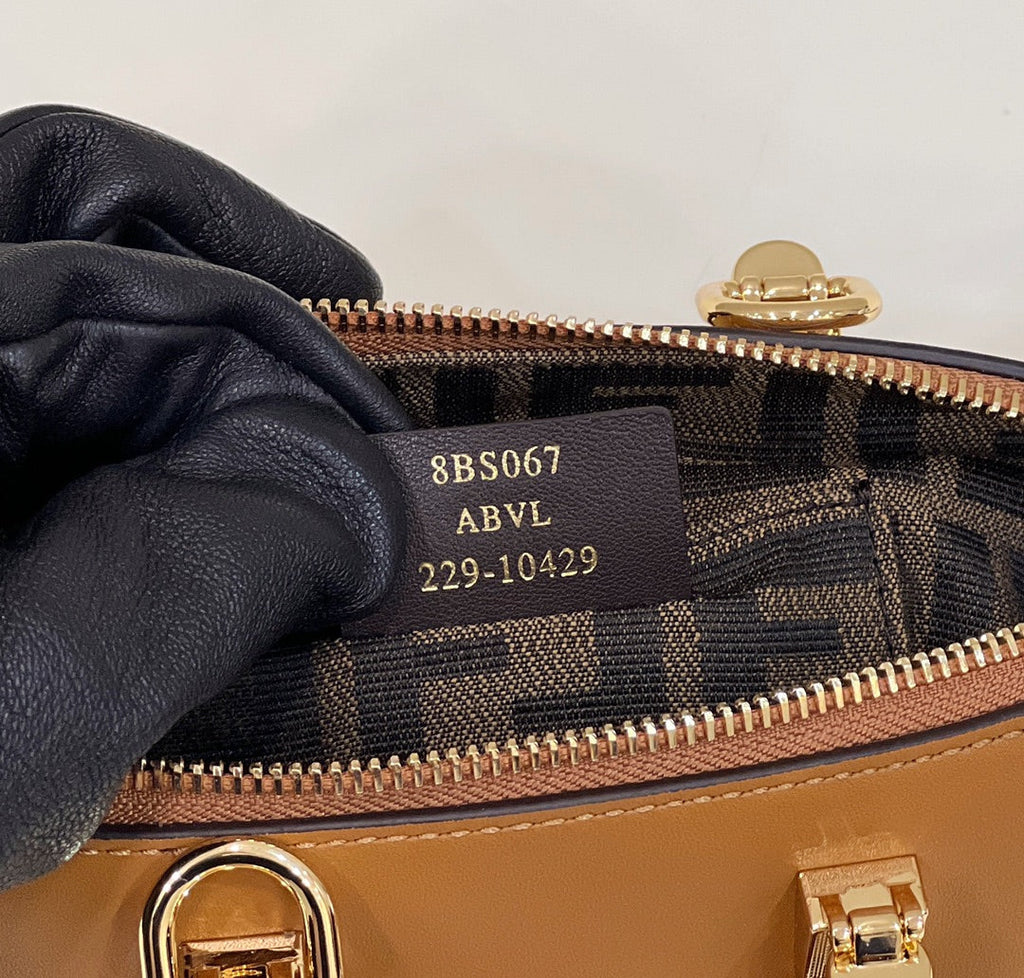 Fendi 8BS067 By The Way Mini Small Boston bag in mint Brown leather