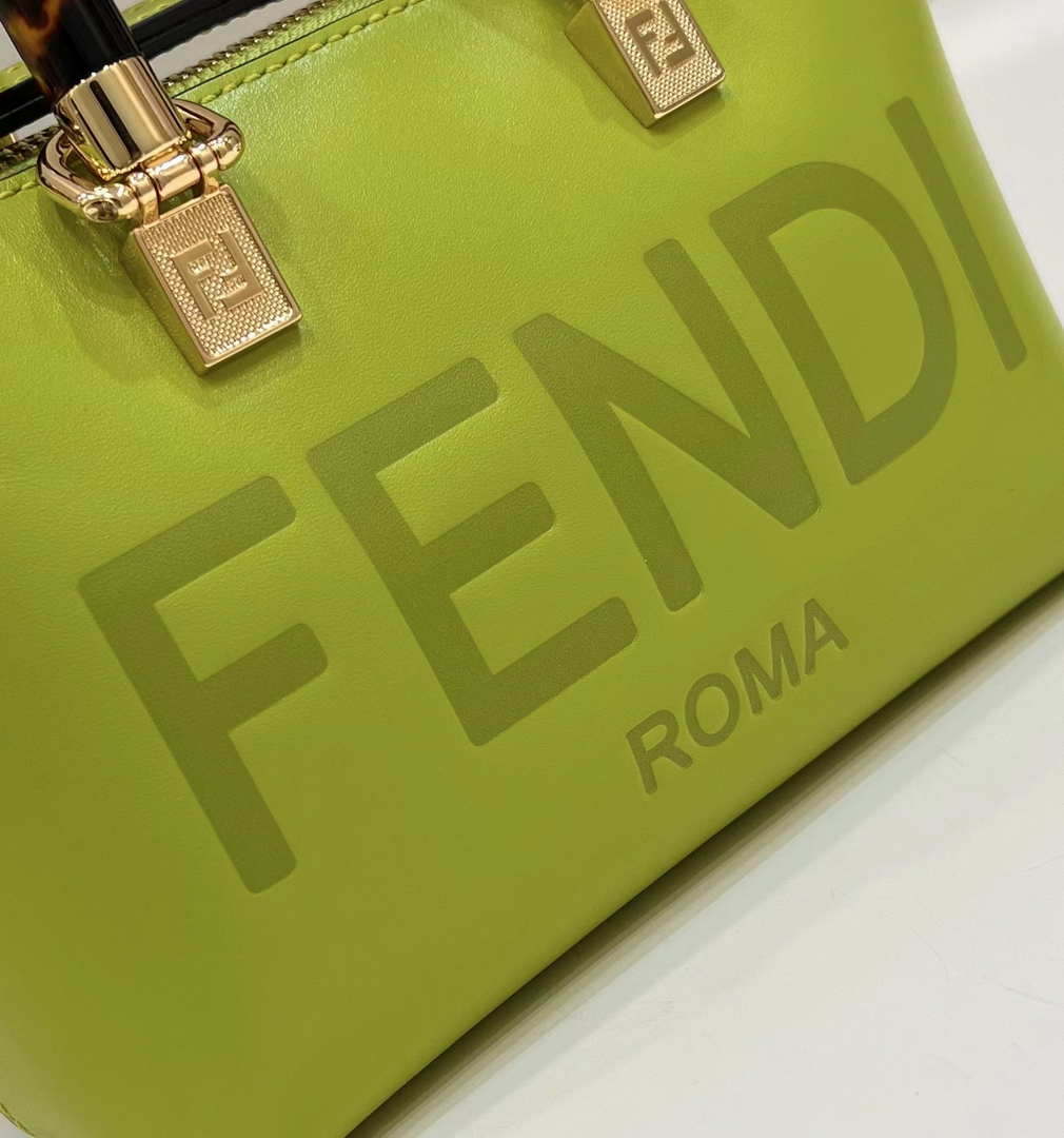 Fendi 8BS067 By The Way Mini Small Boston bag in mint Grass Green leather