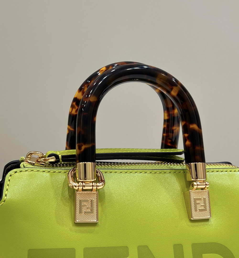 Fendi 8BS067 By The Way Mini Small Boston bag in mint Grass Green leather - Default Title - View 6