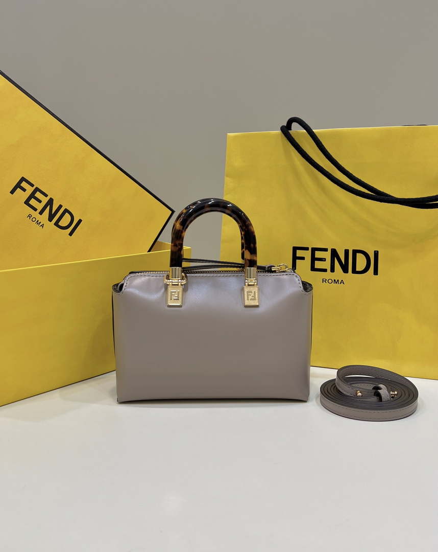 Fendi 8BS067 By The Way Mini Small Boston bag in mint Gray leather