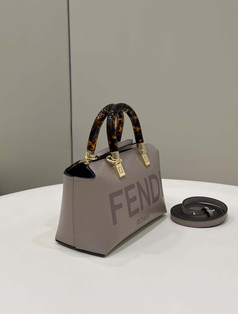 Fendi 8BS067 By The Way Mini Small Boston bag in mint Gray leather