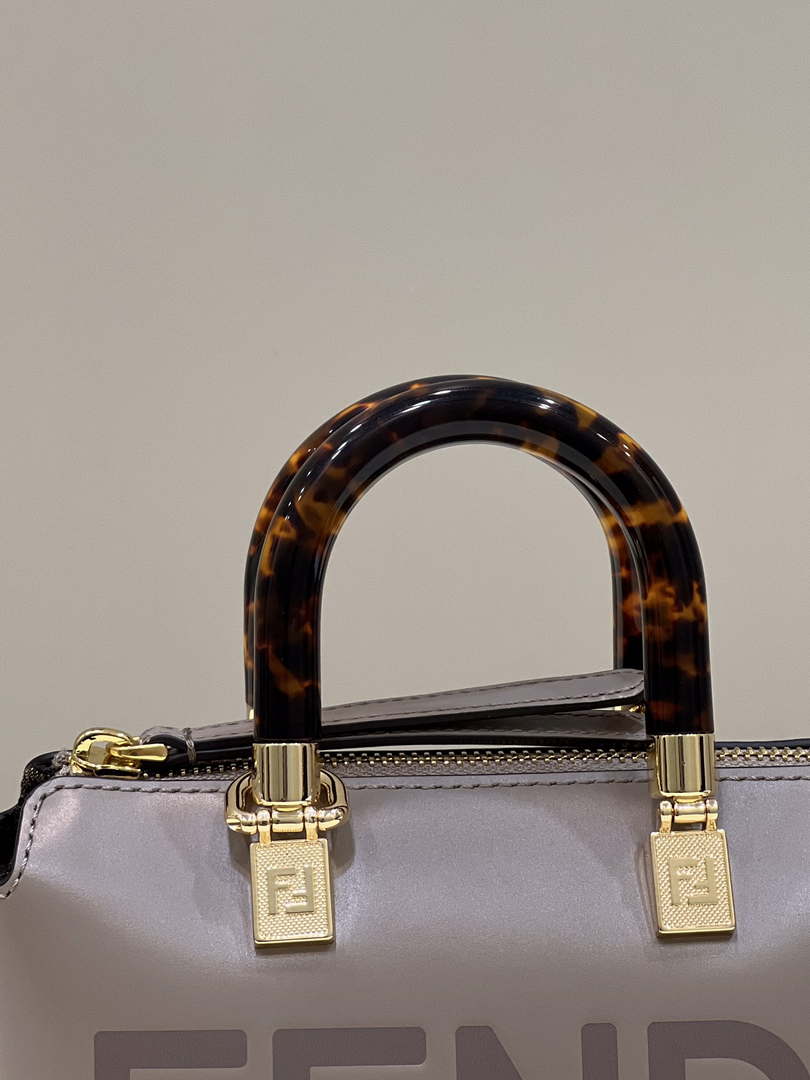 Fendi 8BS067 By The Way Mini Small Boston bag in mint Gray leather - Default Title - View 9