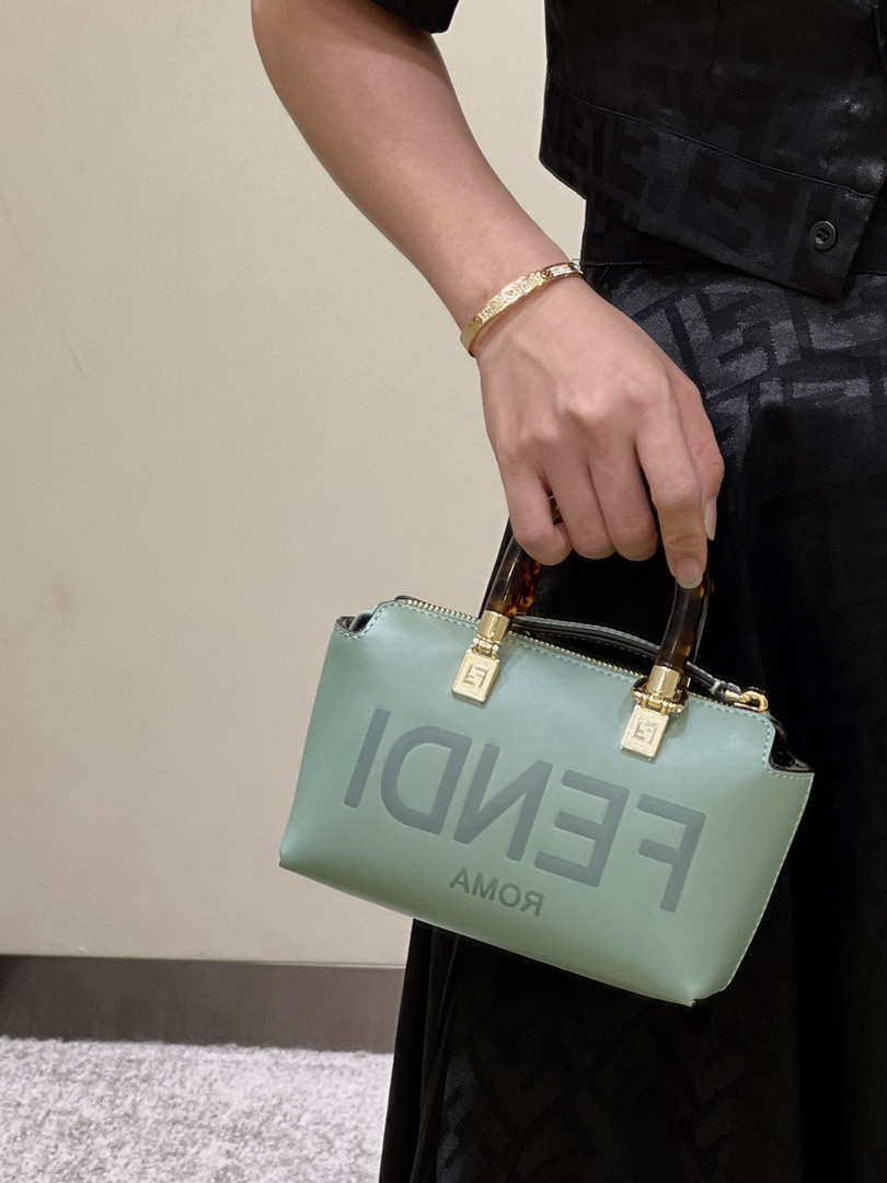 Fendi 8BS067 By The Way Mini Small Boston bag in mint green leather