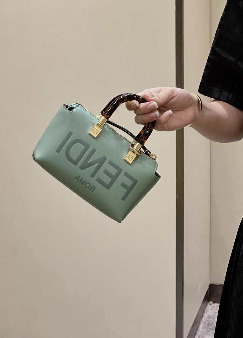 Fendi 8BS067 By The Way Mini Small Boston bag in mint green leather