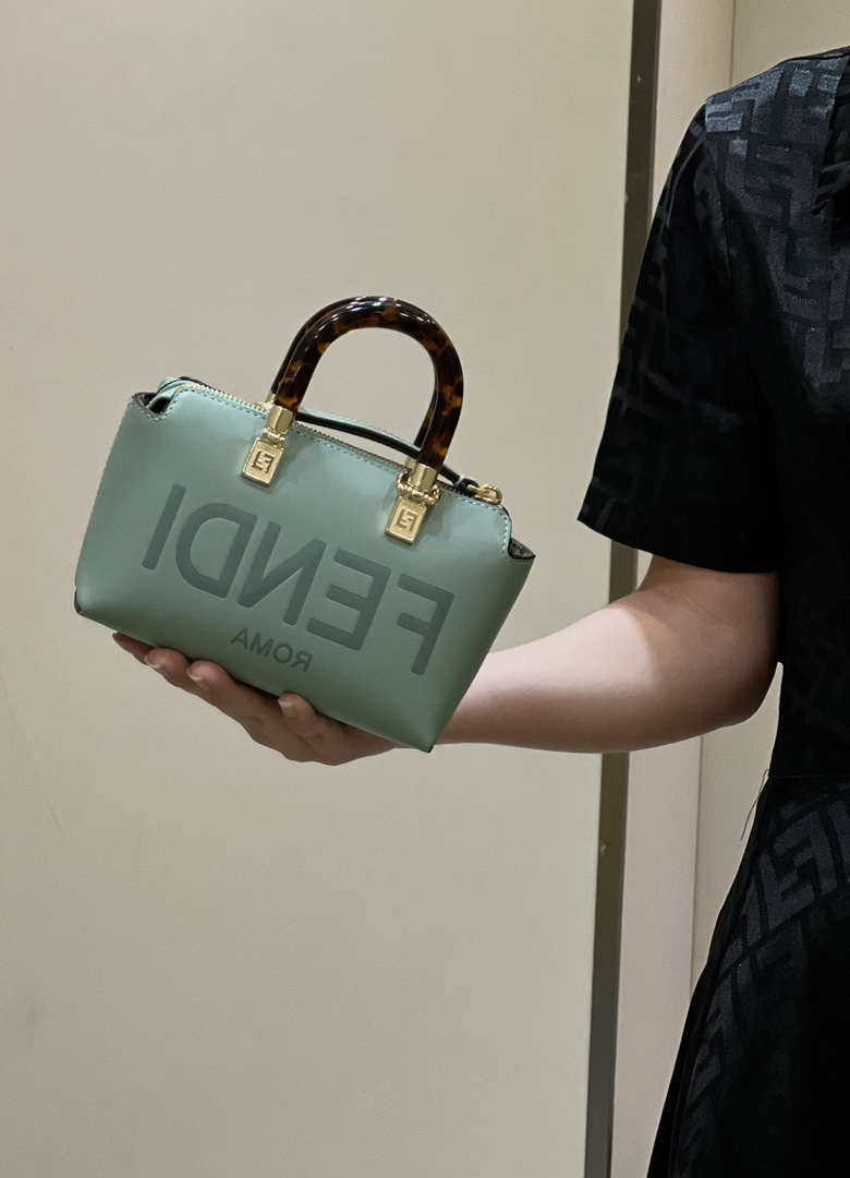 Fendi 8BS067 By The Way Mini Small Boston bag in mint green leather