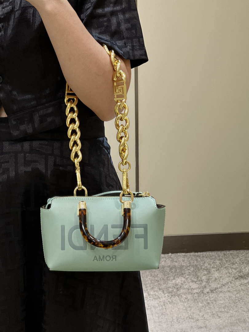 Fendi 8BS067 By The Way Mini Small Boston bag in mint green leather