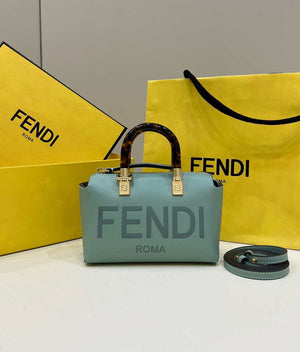 Fendi 8BS067 By The Way Mini Small Boston bag in mint green leather - Default Title - View 1