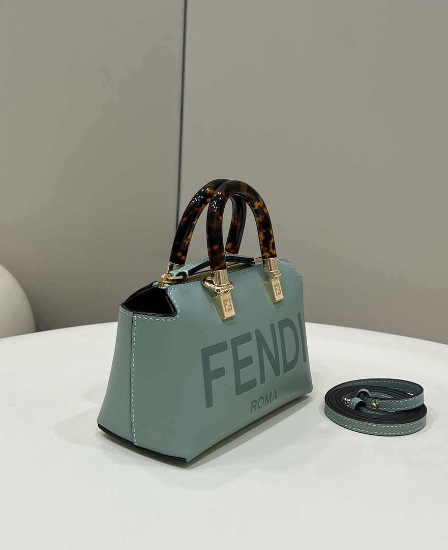 Fendi 8BS067 By The Way Mini Small Boston bag in mint green leather - Default Title - View 2