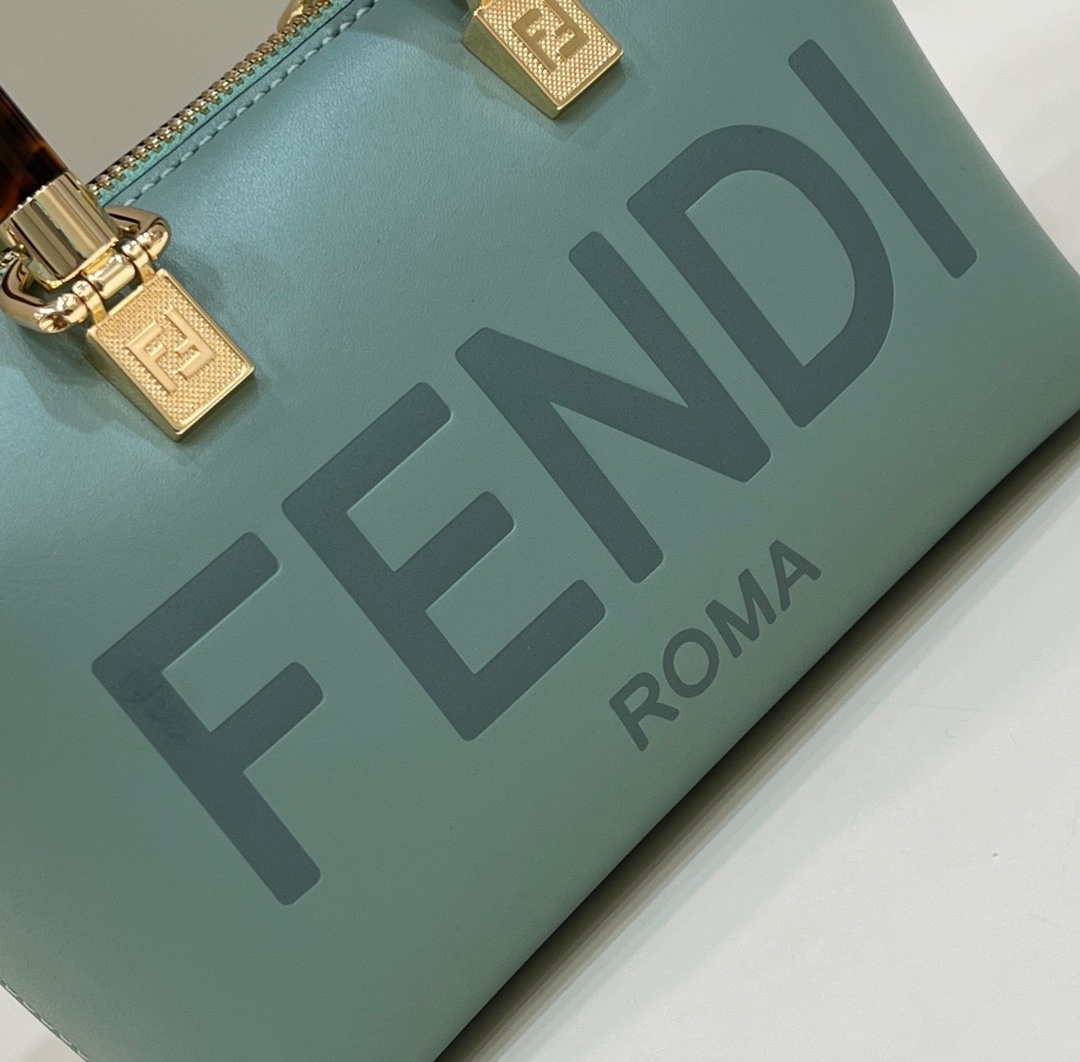 Fendi 8BS067 By The Way Mini Small Boston bag in mint green leather